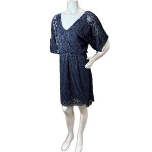 👠🎄 CARLA CONTI Made in Italy Vintage Navy Sequin Cocktail Dress NYE Glam, Sz M